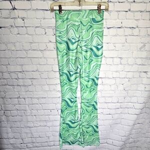 Molly Green Swirl Patterned Green Flare Pants XS